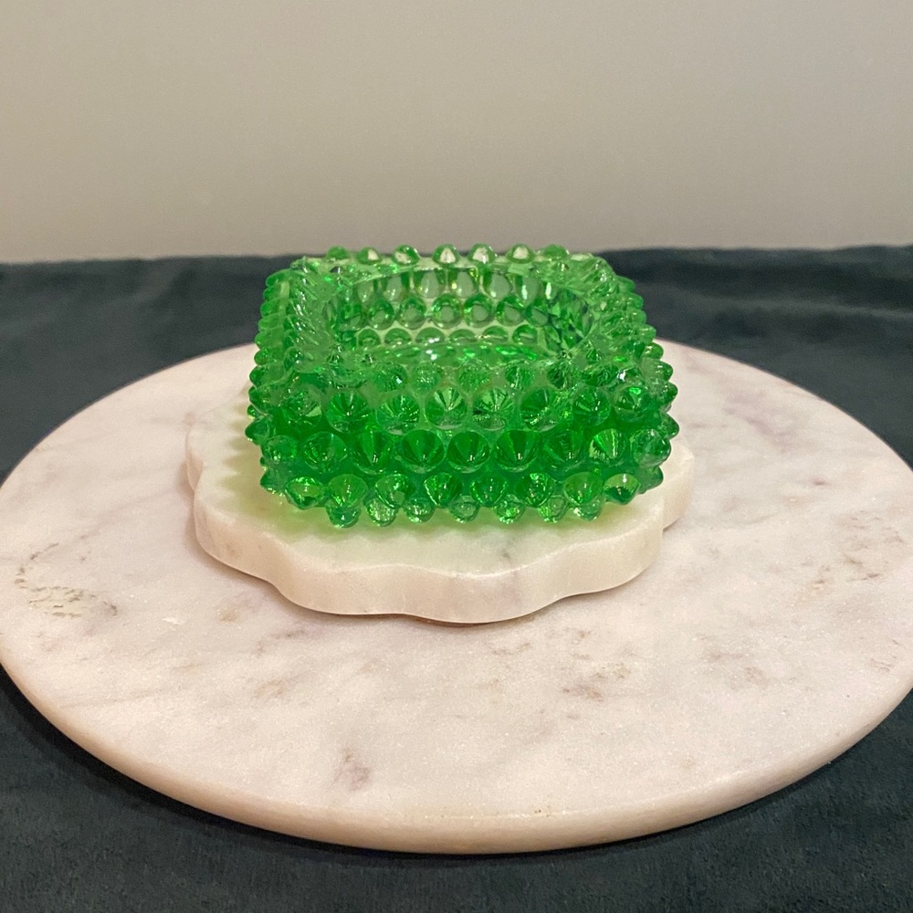 Vintage Fenton Green Hobnail Master Salt
Cellar Votive Tea Light Candle Holder